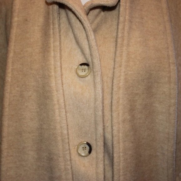 Vtg Fawn Beige Swing Cape Coat with scarf fringe Wool 1960s Retro 00ak Beautiful - Picture 3 of 6